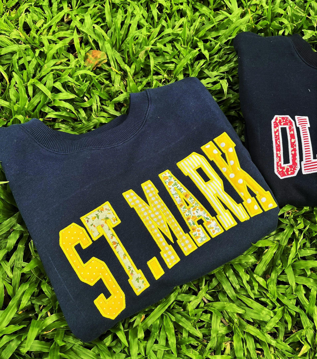 Custom Organization Sweatshirt, Embroidered Patchwork Applique Crewneck, Personalized Varsity Club Team Pullover, Group Gift