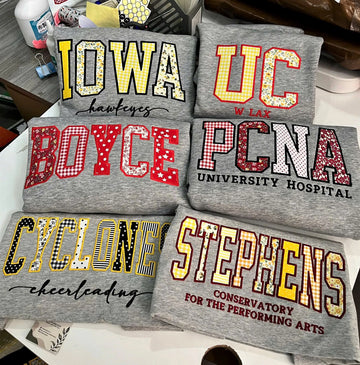 Personalized Campus Club Sweatshirt, Custom Patchwork Letter Crewneck, Varsity Applique Pullover, Student Organization Gift