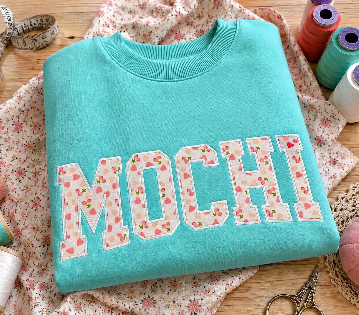 Floral Applique Name Sweatshirt, Custom Pastel Crewneck, Personalized Flower Fabric Pullover, Spring Gift for Her