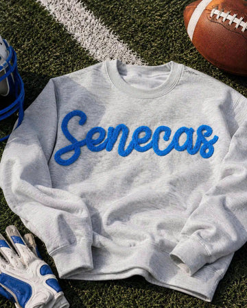 Chenille Football Game Day Sweatshirt, Custom Team Color Crewneck, Personalized Tailgate Pullover, Football Season Sports Mom Gift