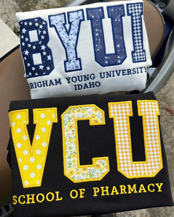 Patchwork Applique Sweatshirt, Custom College Department Crewneck, Personalized Campus Club Pullover, School Group Gift
