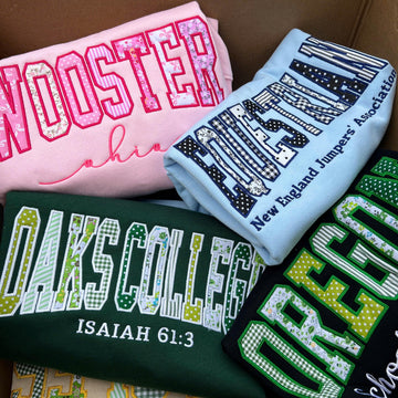 Custom Organization Sweatshirt, Embroidered Patchwork Applique Crewneck, Personalized Varsity Club Team Pullover, Group Gift