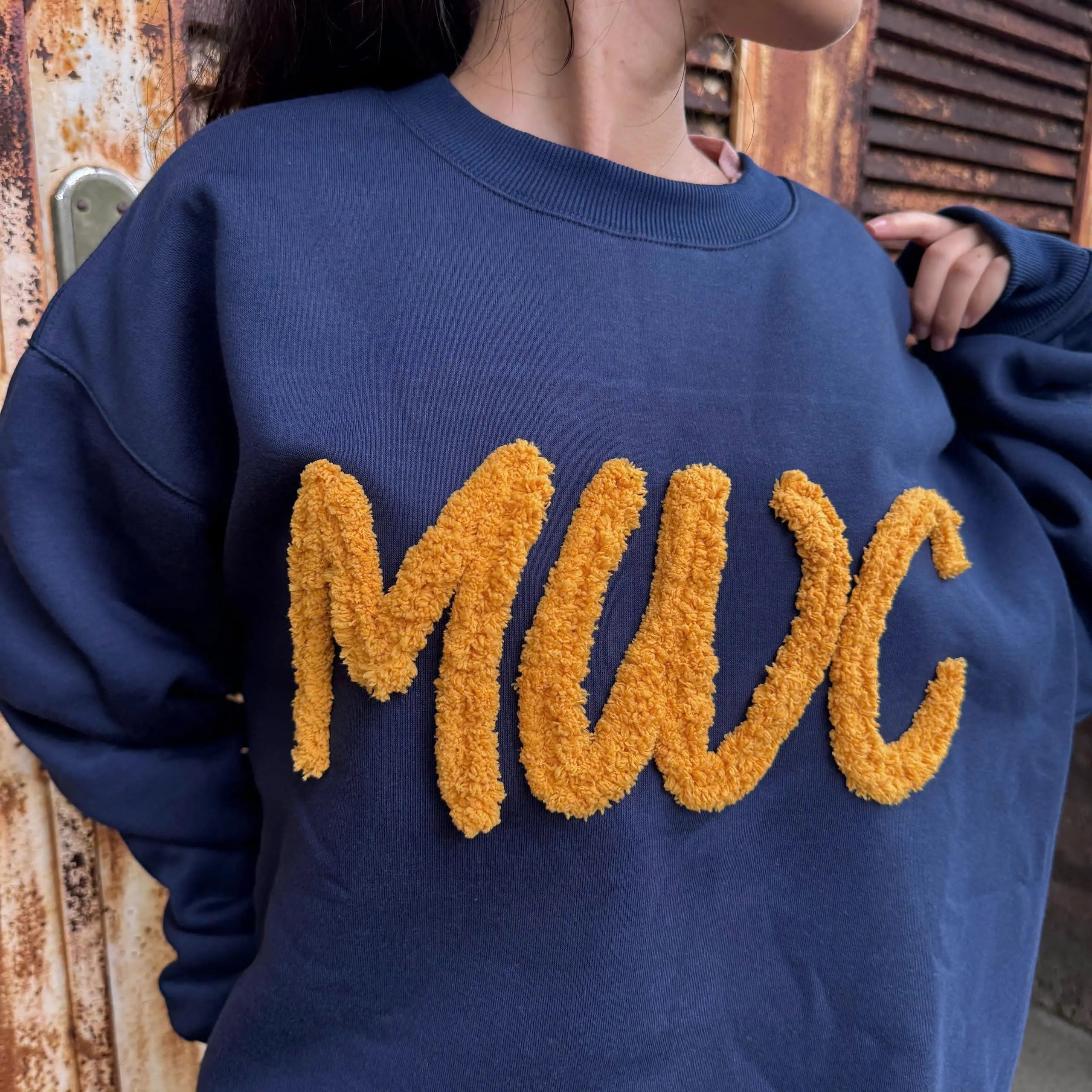 Chenille Team Spirit Sweatshirt, Custom Embroidered Crewneck, Personalized School Color Mascot Pullover, Coach Student Gift