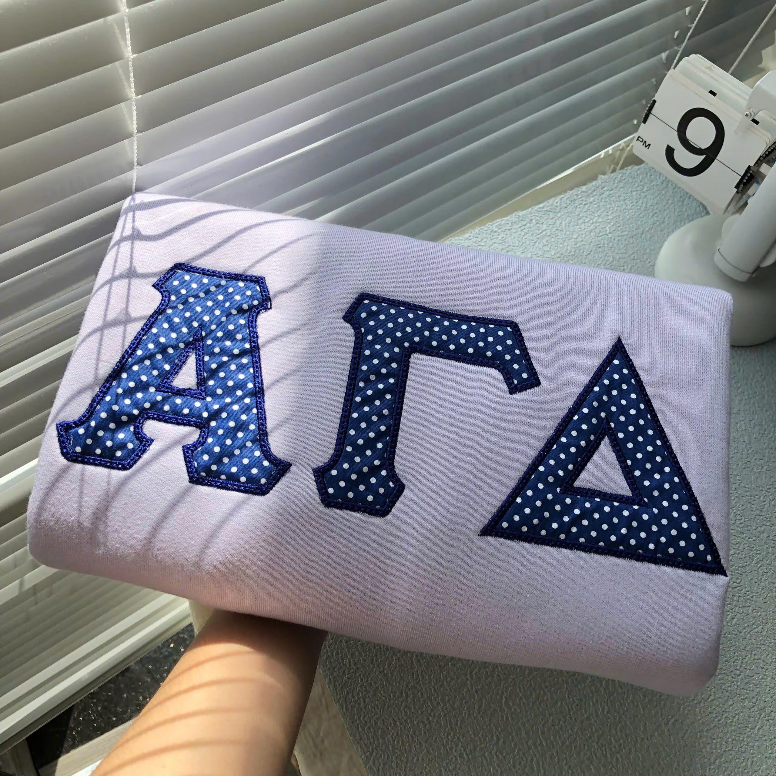 Custom Greek Letter Sweatshirt, Polka Dot Applique Embroidered Crewneck, Personalized Sorority Style Sweater, Greek Life Gift
