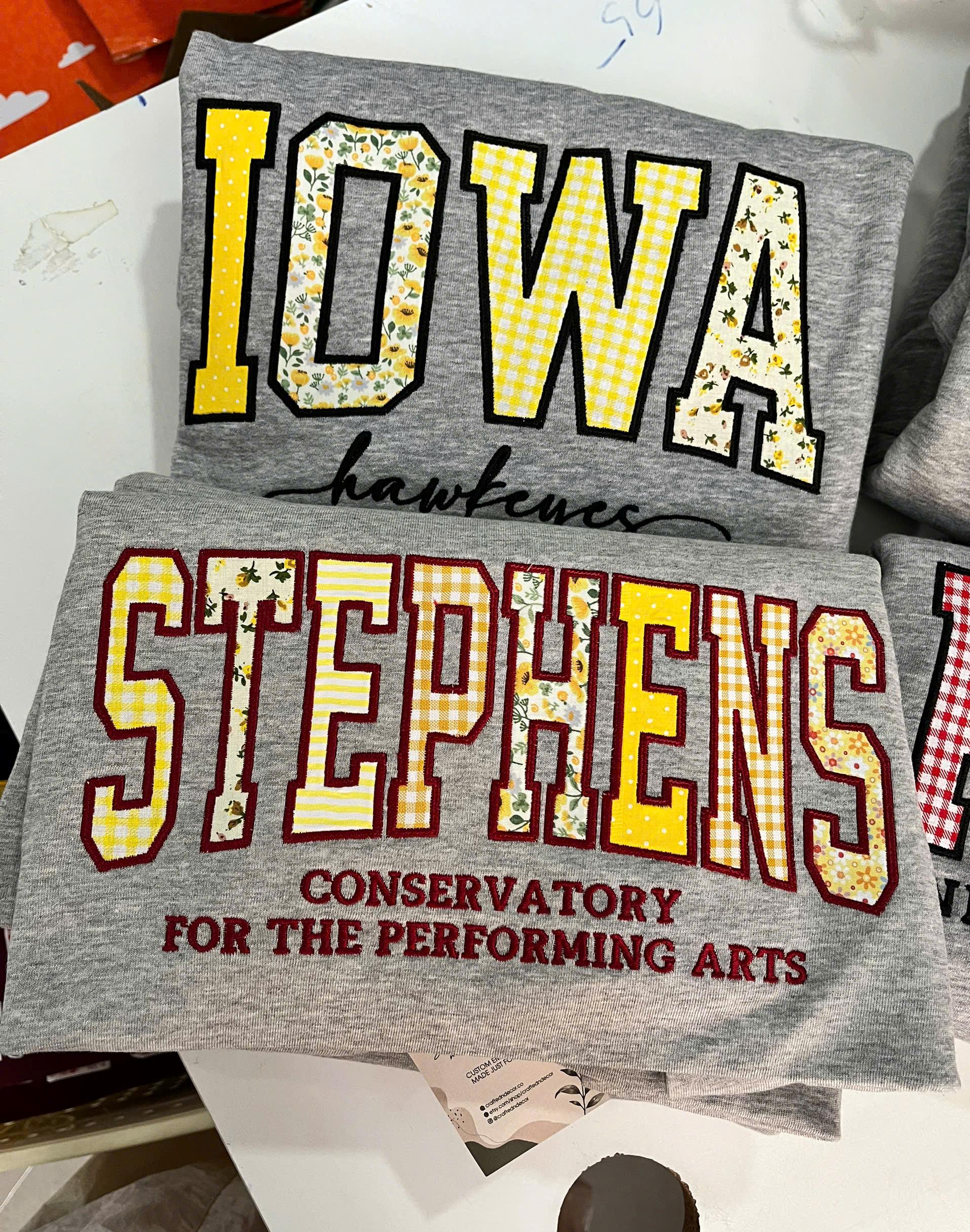 Personalized Campus Club Sweatshirt, Custom Patchwork Letter Crewneck, Varsity Applique Pullover, Student Organization Gift