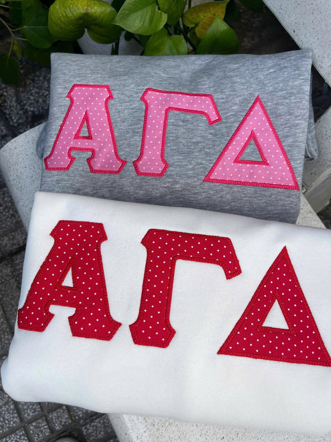 Custom Greek Letter Sweatshirt, Polka Dot Applique Embroidered Crewneck, Personalized Sorority Style Sweater, Greek Life Gift
