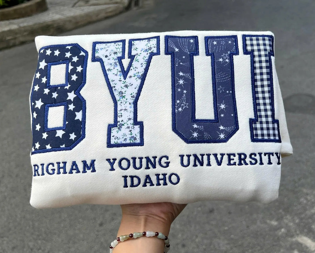 Patchwork Applique Sweatshirt, Custom College Department Crewneck, Personalized Campus Club Pullover, School Group Gift