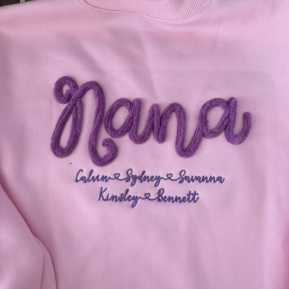 Chenille Name Sweatshirt, Custom Grandma Embroidered Crewneck, Personalized Family Names Pullover, Nana Mom Mothers Day Gift