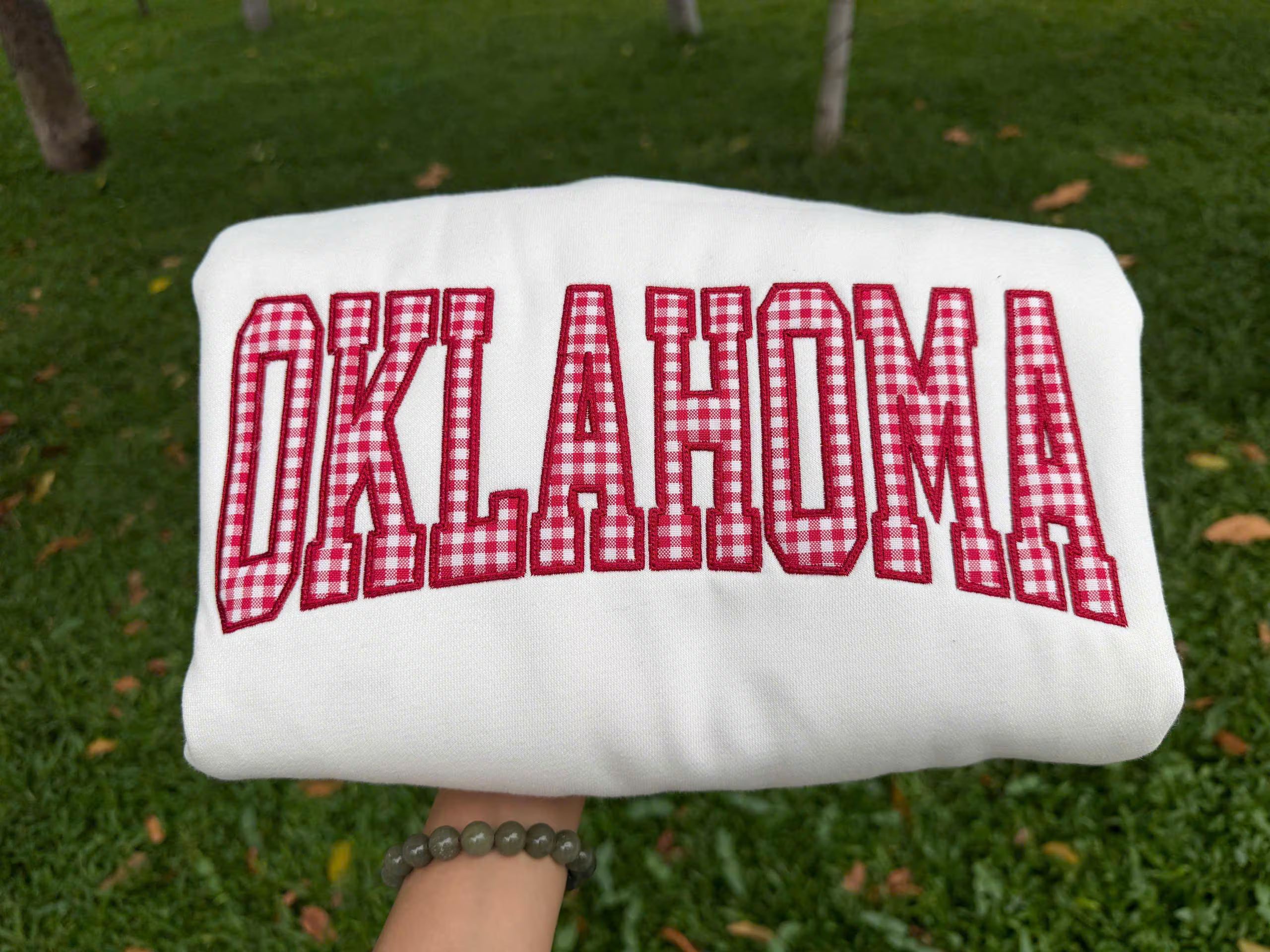 Gingham State Applique Sweatshirt, Custom Hometown Crewneck, Personalized Local Pride Pullover, Campus Travel Gift