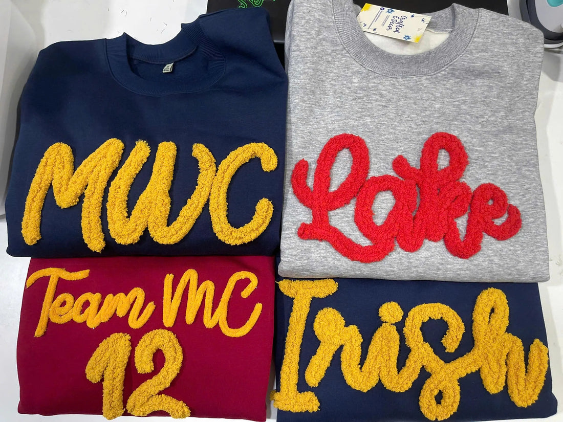 Chenille Team Spirit Sweatshirt, Custom Embroidered Crewneck, Personalized School Color Mascot Pullover, Coach Student Gift