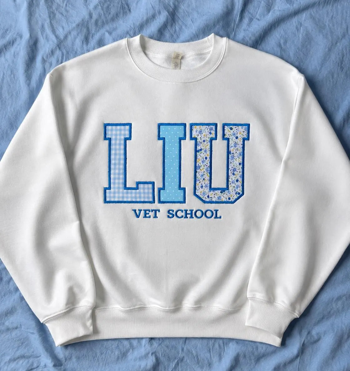 Personalized Patchwork Applique Sweatshirt, Custom Embroidered Crewneck, Varsity Letter Pullover, Student Gift