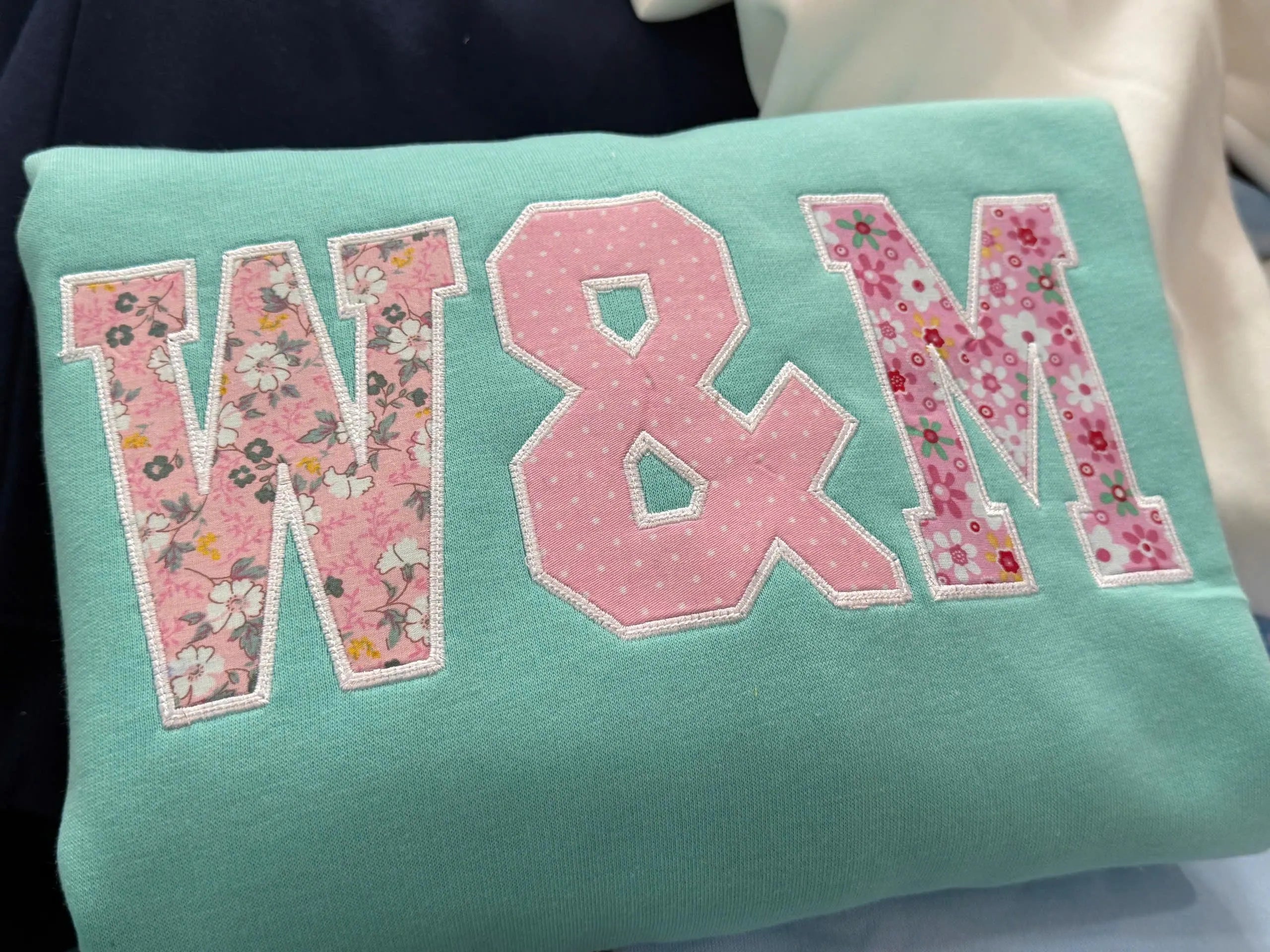 Custom Initials Patchwork Sweatshirt, Personalized Floral Applique Crewneck, Couple Monogram Embroidered Gift, Bestie Letter Top