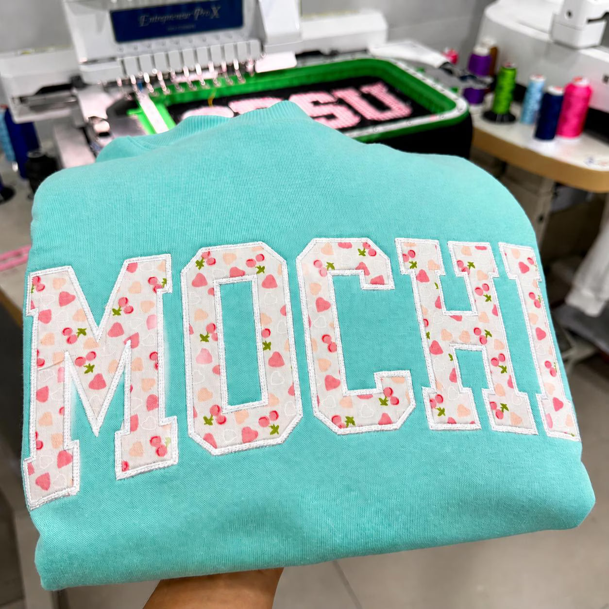 Floral Applique Name Sweatshirt, Custom Pastel Crewneck, Personalized Flower Fabric Pullover, Spring Gift for Her
