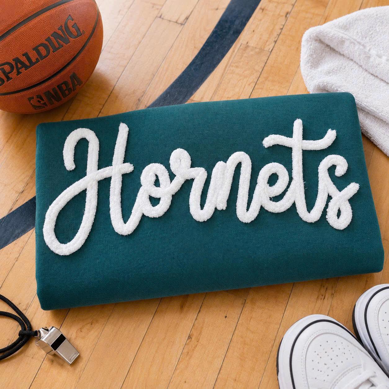 Chenille Basketball Sweater, Custom Court Outfit Pullover, Personalized Team Color Crewneck, Sports Mom Sleeve Icon Gift