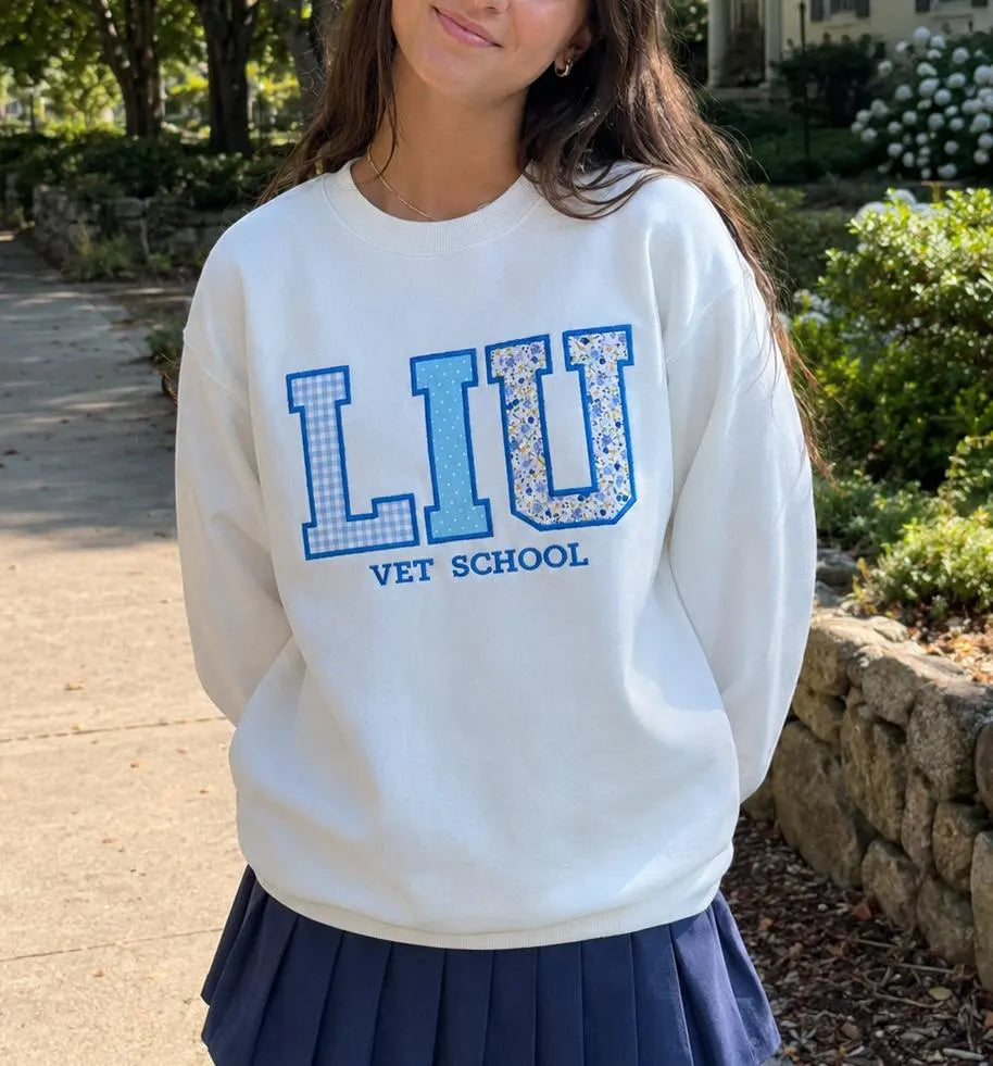 Personalized Patchwork Applique Sweatshirt, Custom Embroidered Crewneck, Varsity Letter Pullover, Student Gift