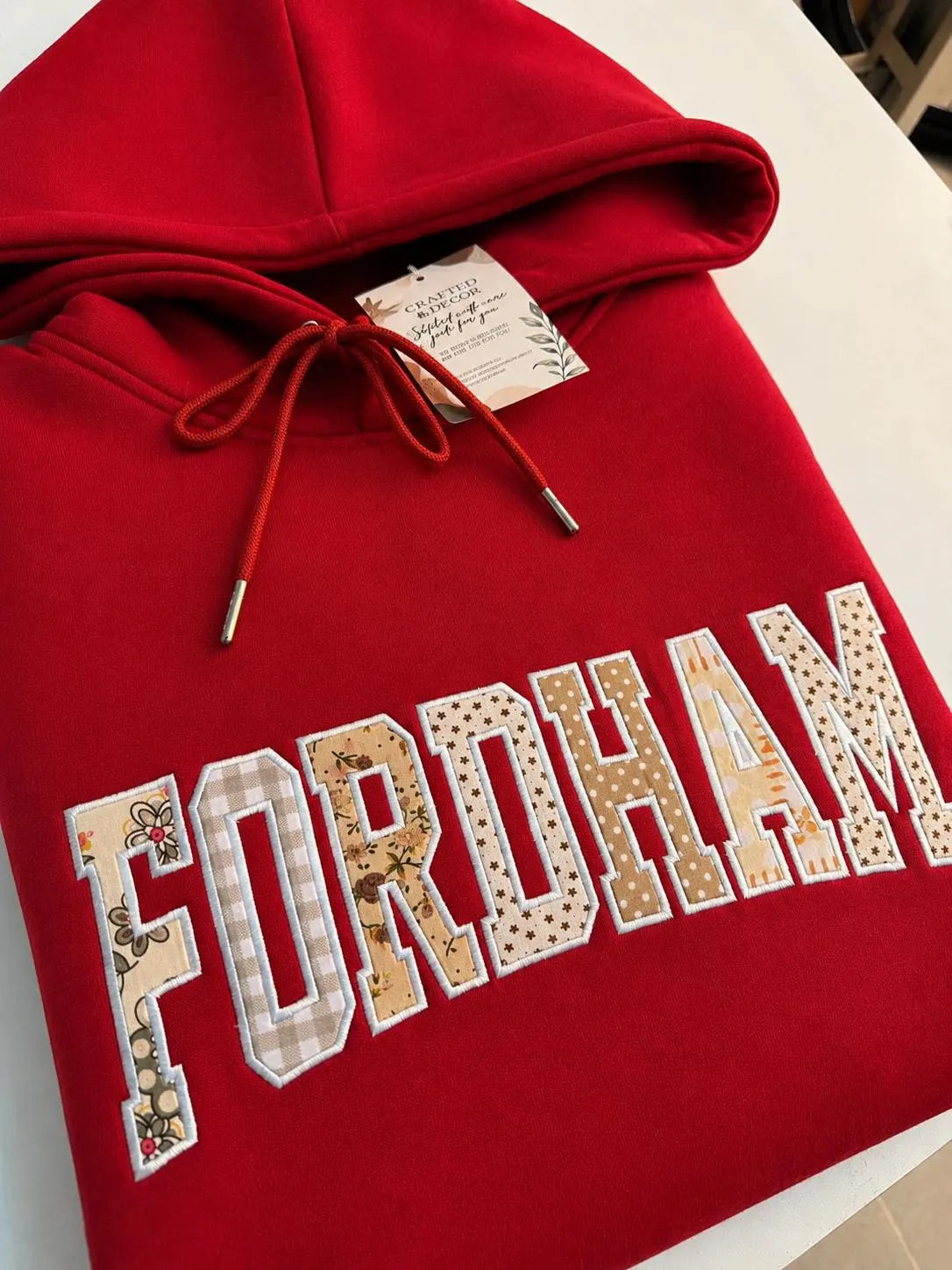 Patchwork Applique Hoodie, Custom Varsity Embroidered Sweatshirt, Personalized School Spirit Pullover, Team Color Student Gift