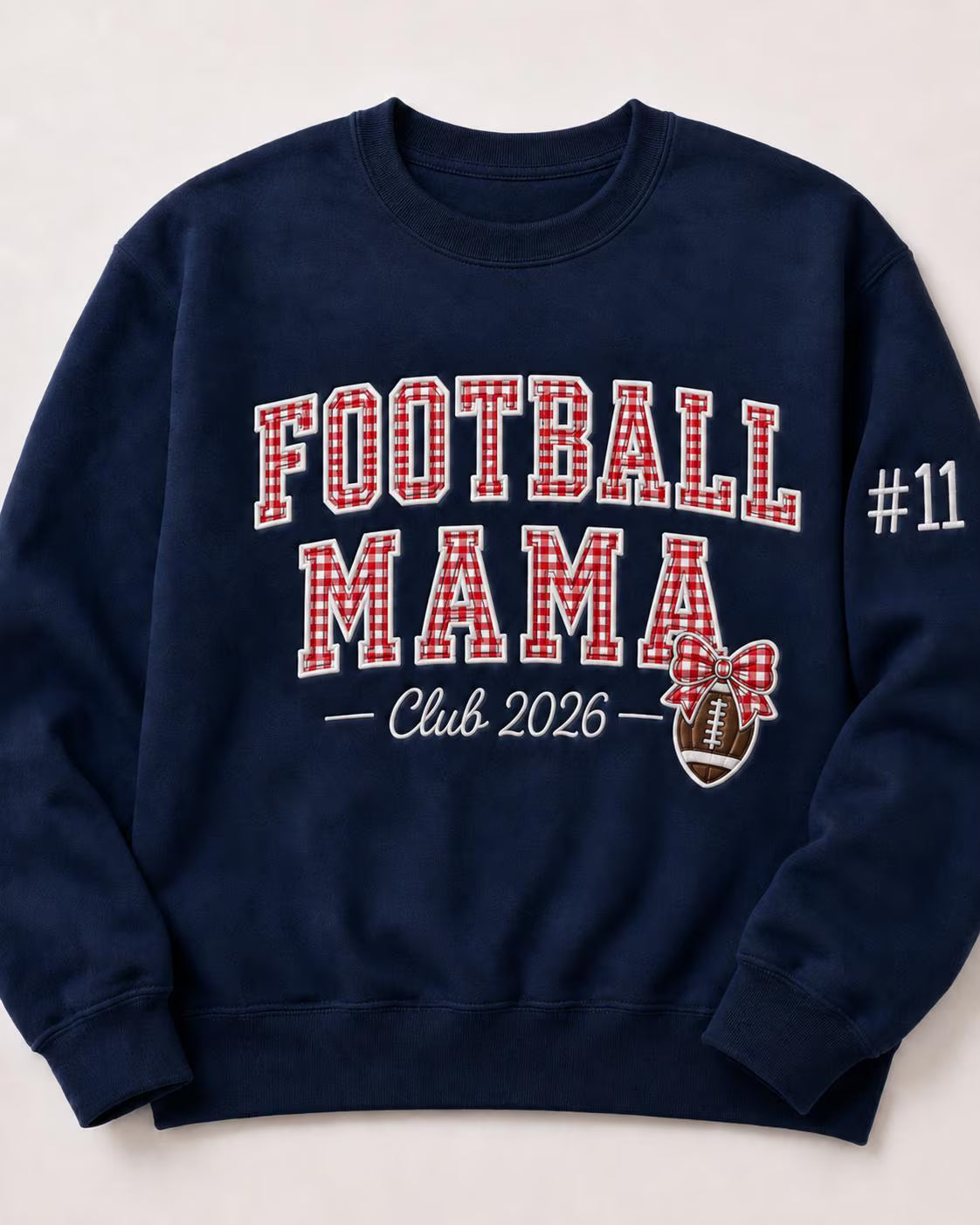 Gingham Applique Football Mama Sweatshirt, Custom Game Day Crewneck, Personalized Sports Mom Pullover, Player Number Gift