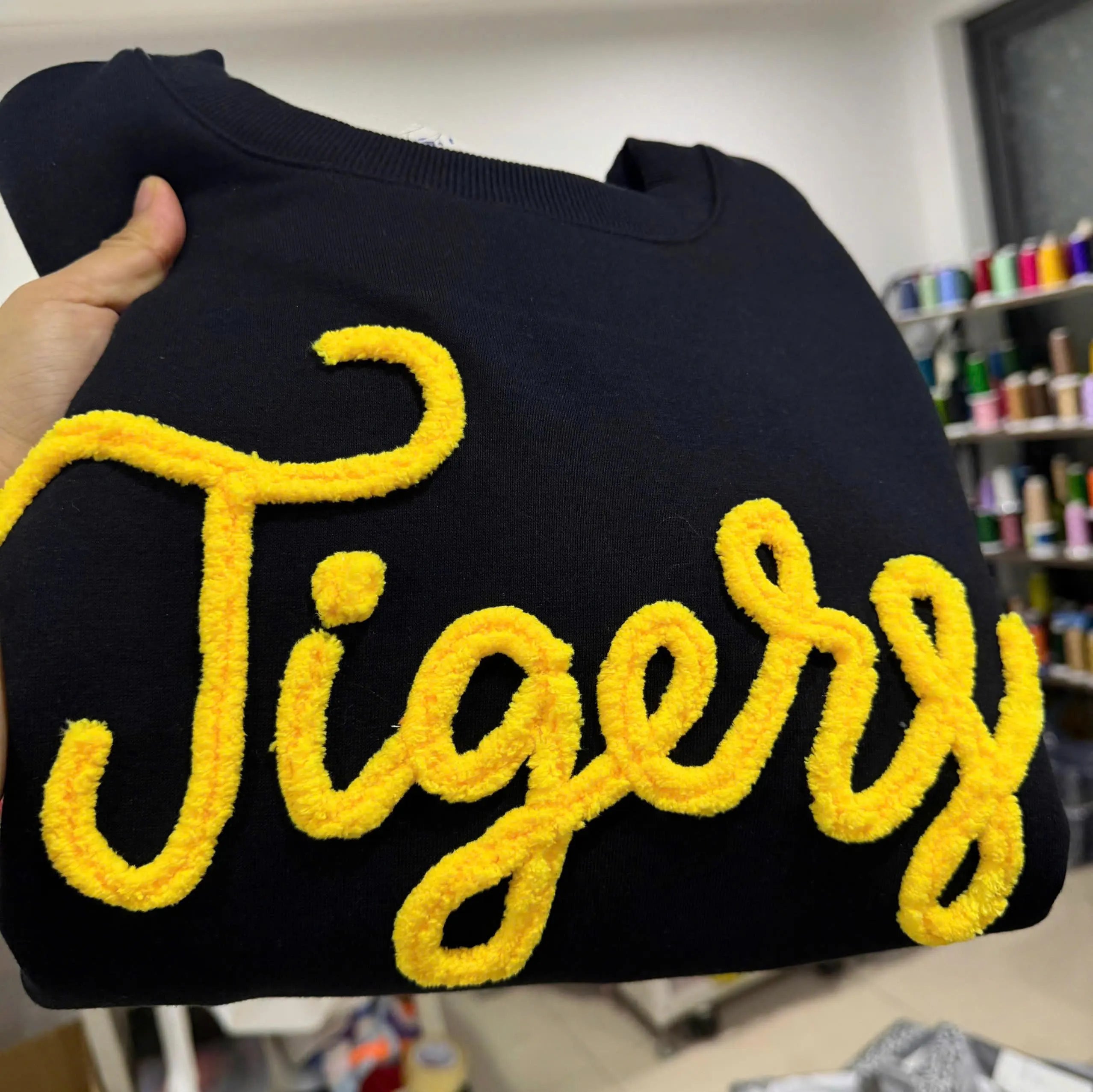 Custom Chenille Game Day Sweatshirt, Womens Football Stadium Outfit, Personalized Team Color Crewneck, Tailgate Pullover Gift