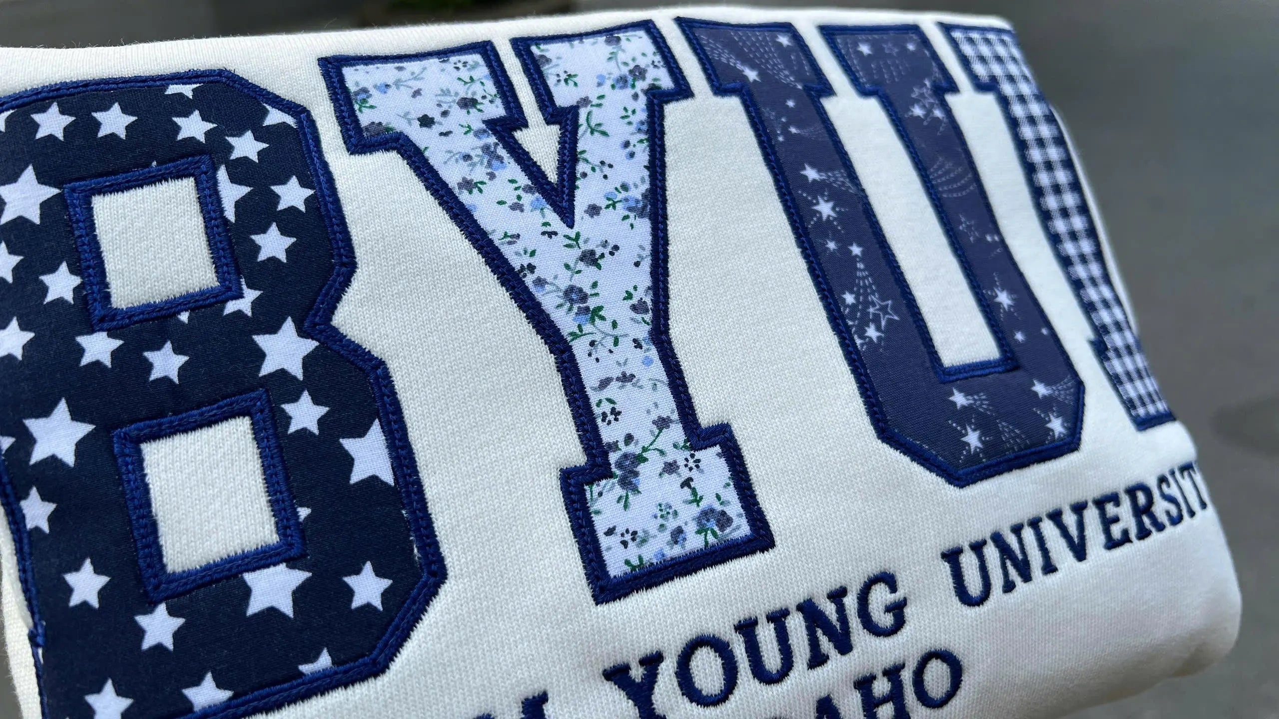 Patchwork Applique Sweatshirt, Custom College Department Crewneck, Personalized Campus Club Pullover, School Group Gift