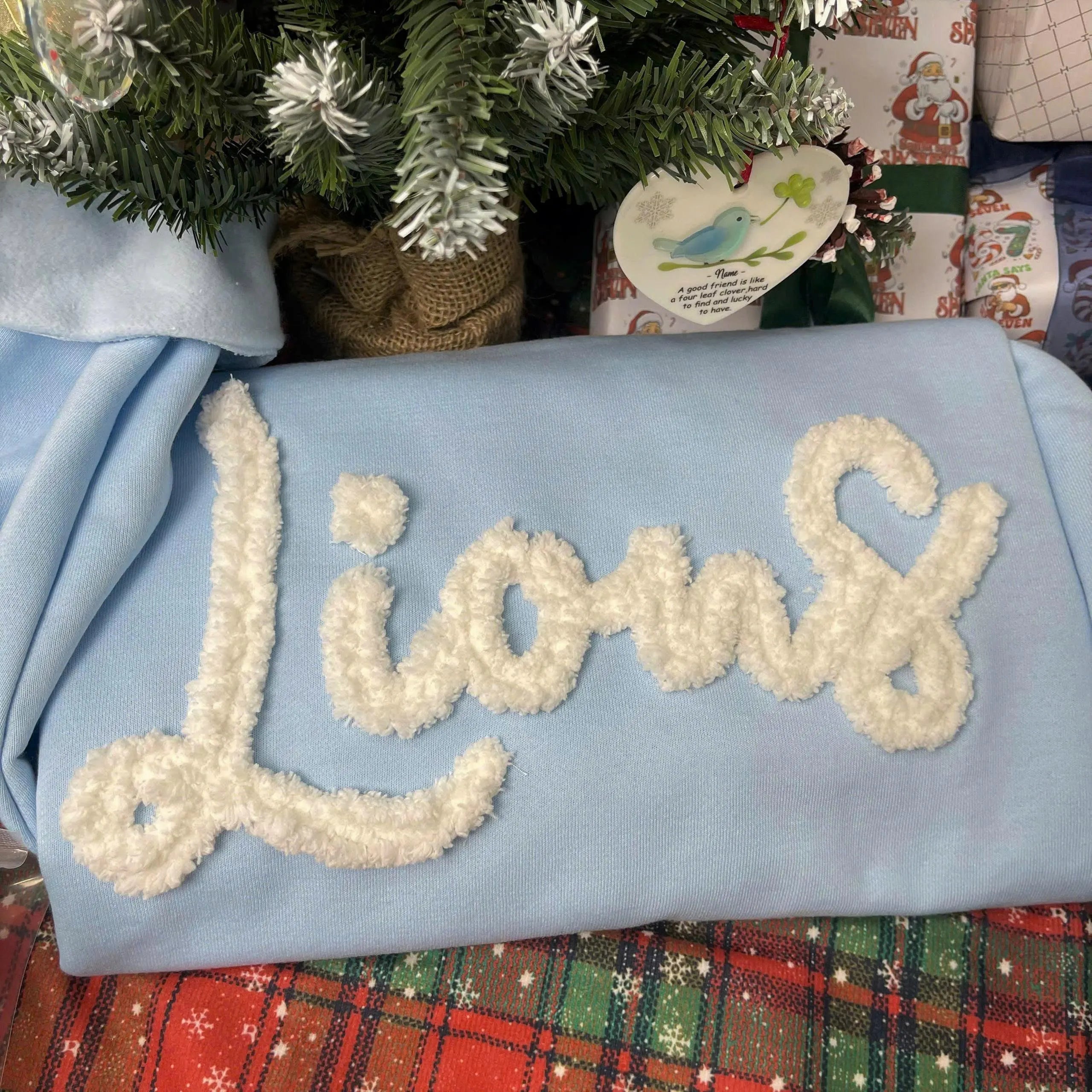 Chenille Embroidered Sweatshirt, Custom Mascot Crewneck, Personalized School Color Pullover, Game Day Team Spirit Coach Gift