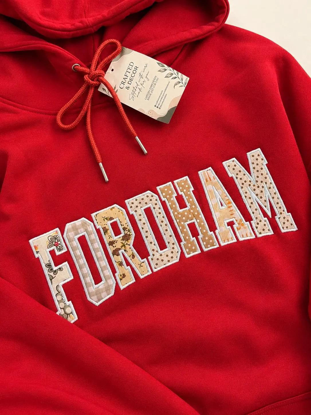 Patchwork Applique Hoodie, Custom Varsity Embroidered Sweatshirt, Personalized School Spirit Pullover, Team Color Student Gift