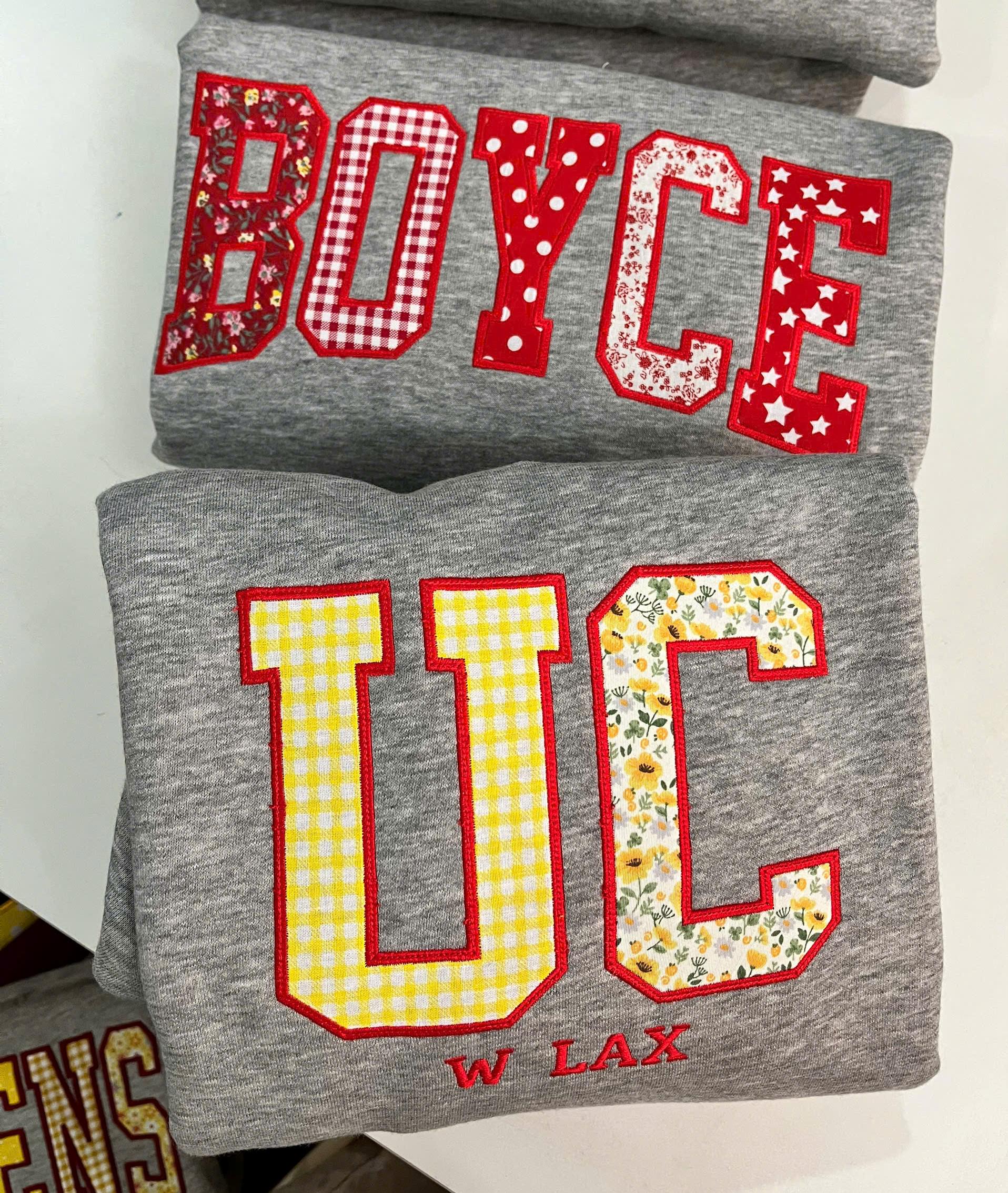 Personalized Campus Club Sweatshirt, Custom Patchwork Letter Crewneck, Varsity Applique Pullover, Student Organization Gift