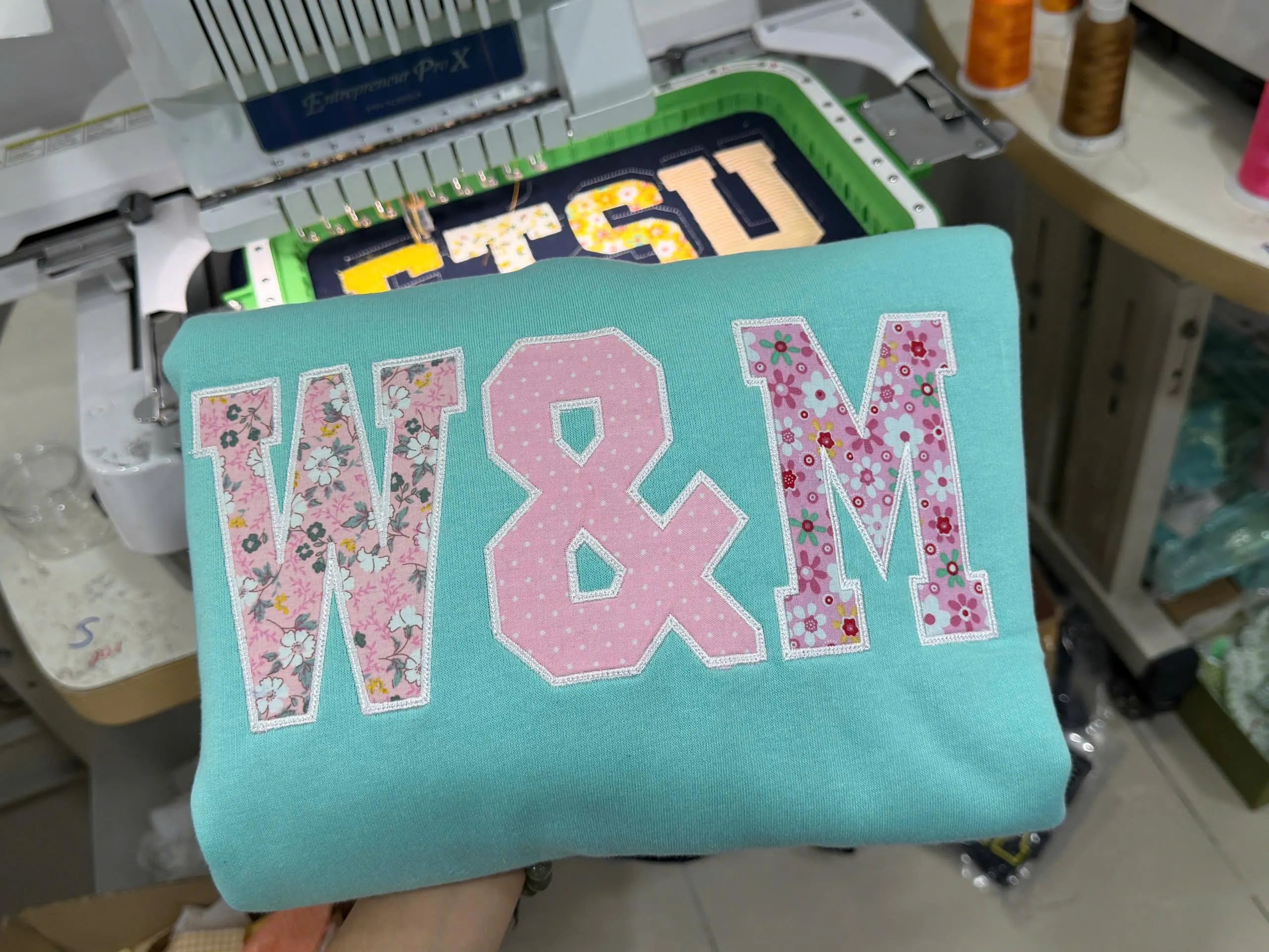 Custom Initials Patchwork Sweatshirt, Personalized Floral Applique Crewneck, Couple Monogram Embroidered Gift, Bestie Letter Top