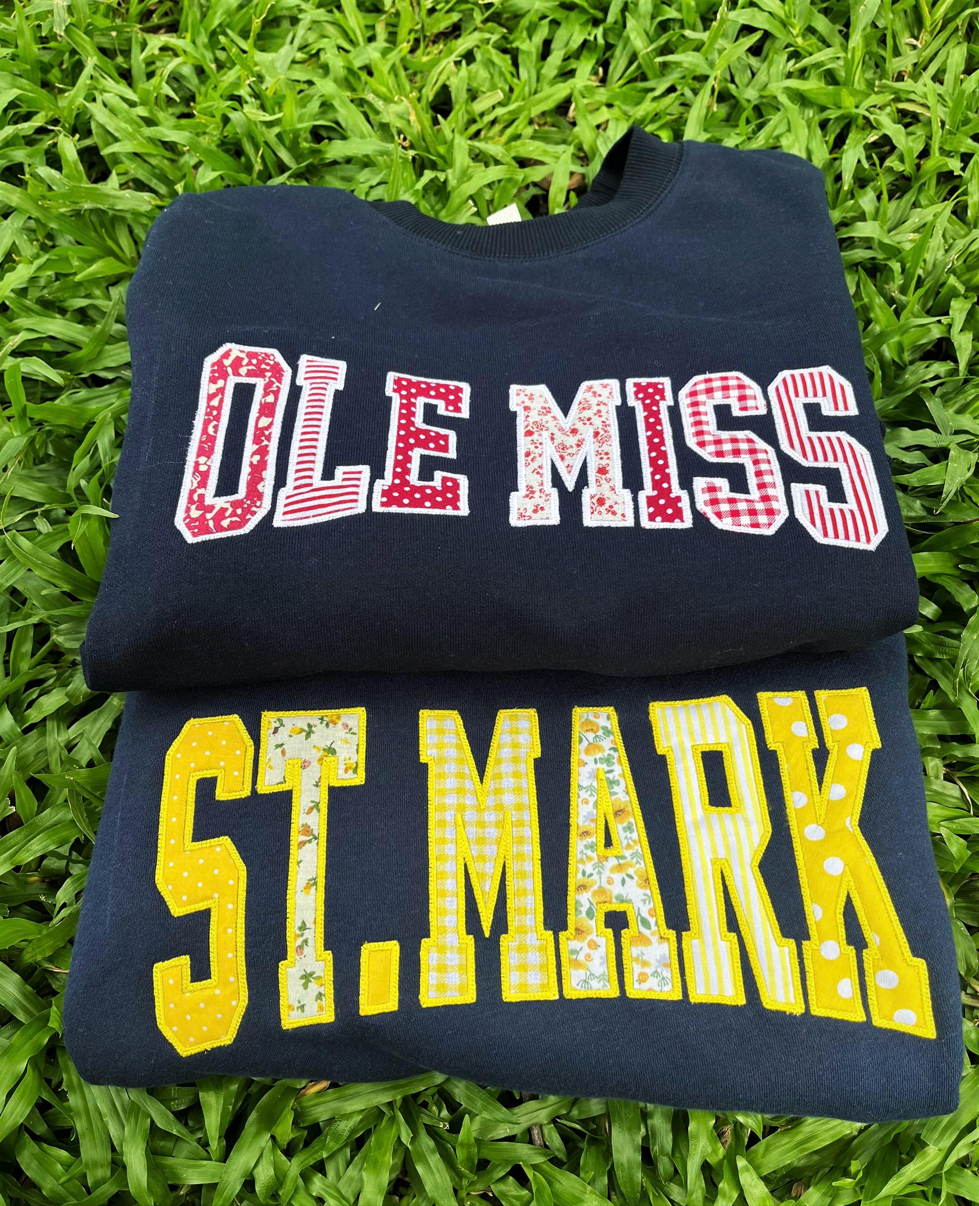 Custom Organization Sweatshirt, Embroidered Patchwork Applique Crewneck, Personalized Varsity Club Team Pullover, Group Gift