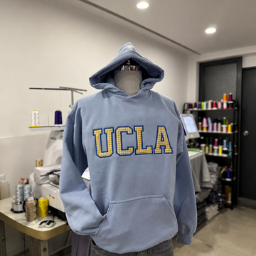 Custom Varsity Letter Embroidered Sweatshirt, Gingham Applique Crewneck, Personalized Initials Pullover, College Style Custom Merch Gift