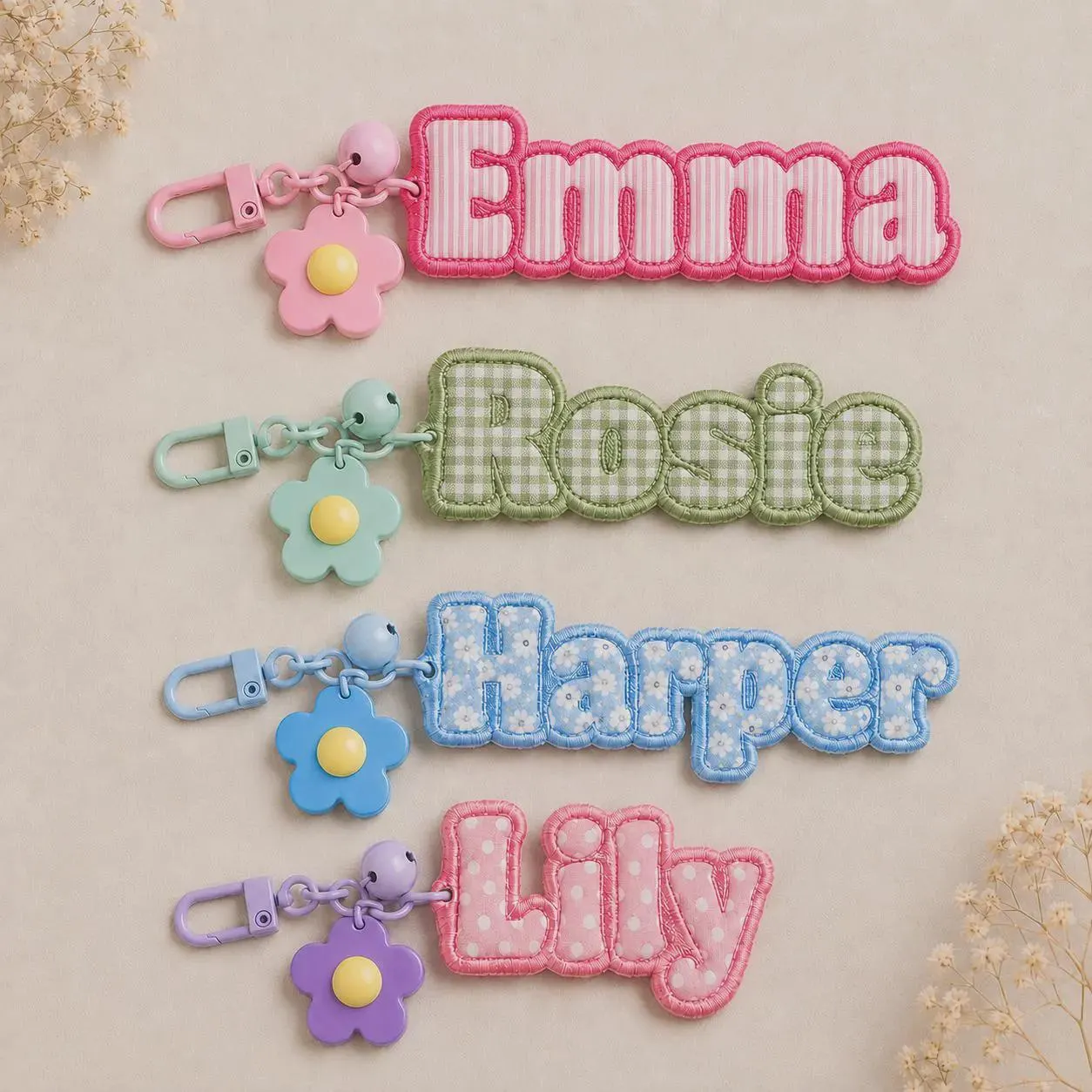Personalized Embroidered Kids Backpack Name Charm Custom School Bag Tag, Kindergarten Lunchbox Keychain, Back To School Gift