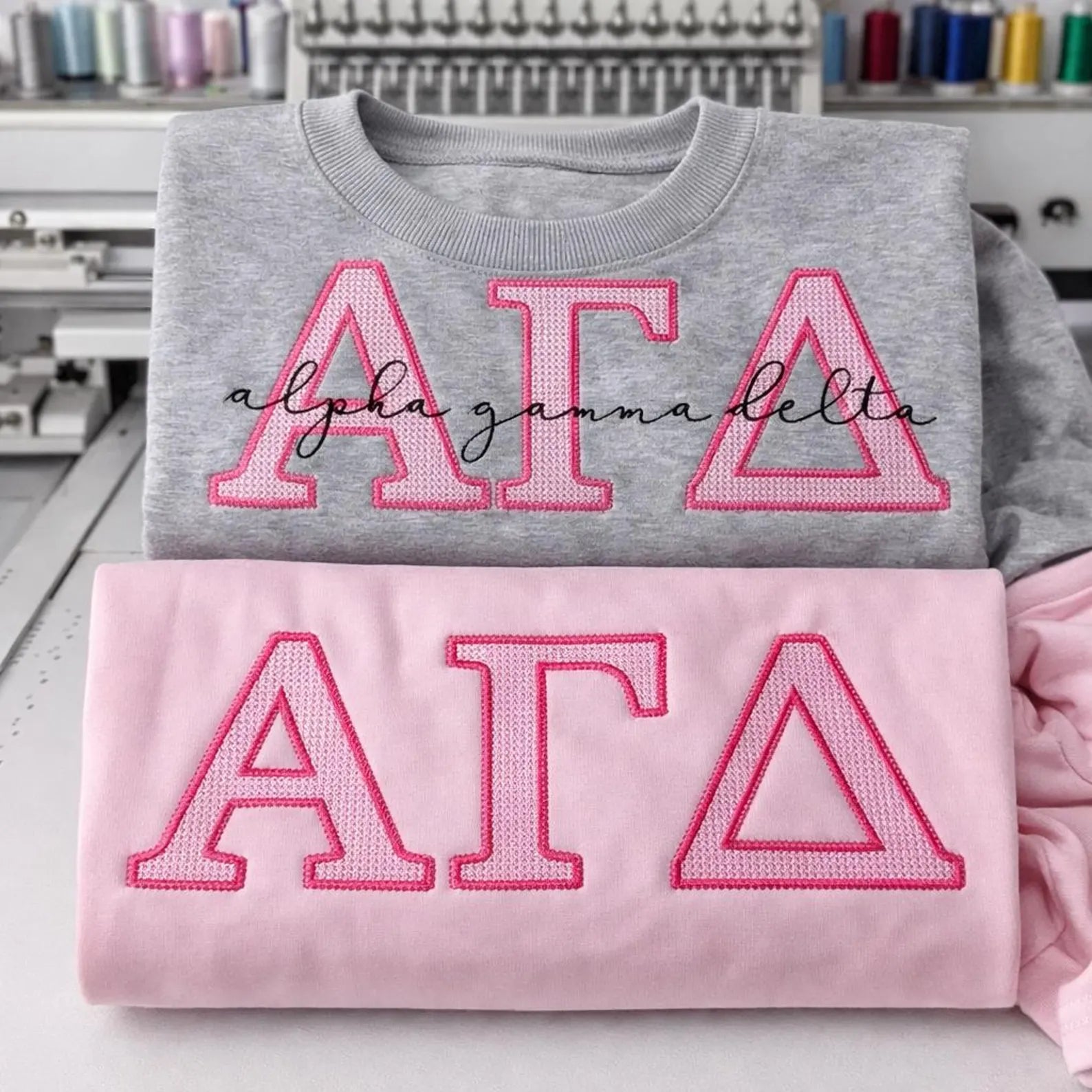 Diamond Embroidered Greek Letter Sweatshirt, Custom Sorority Crewneck, Personalized Applique Greek Merch, Faith Inspired Gift