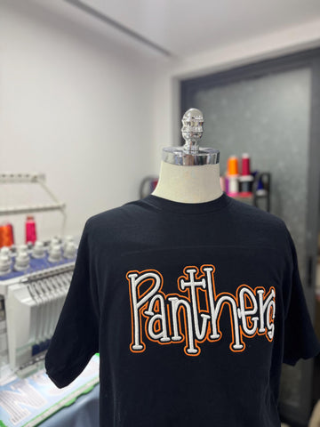 3D Embroidered Mascot Name Shirt, Custom Team Name Tee, Personalized School Spirit T Shirt, 3D Applique Letter Merch Top