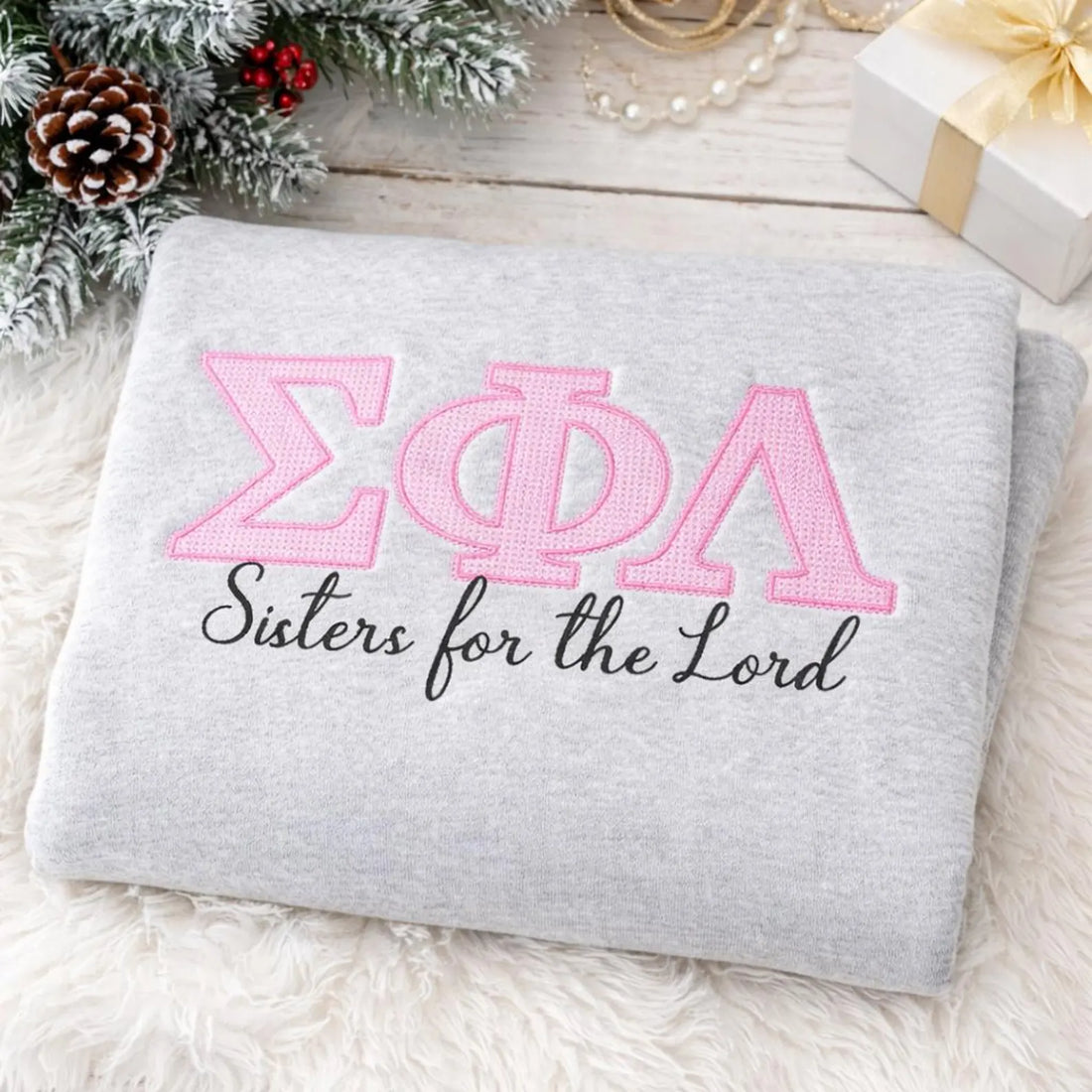 Diamond Embroidered Greek Letter Sweatshirt, Custom Sorority Crewneck, Personalized Applique Greek Merch, Faith Inspired Gift