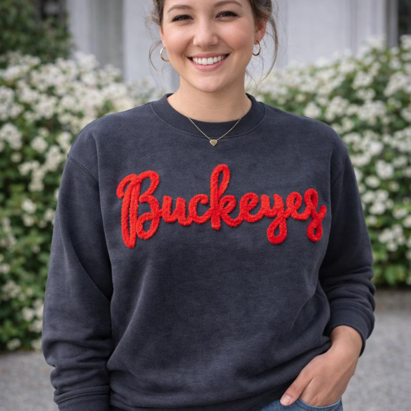 Custom College Shirt, Chenille Script Embroidered Sweatshirt, Varsity Crewneck Pullover, Game Day Outfit, Football School Merch Gift