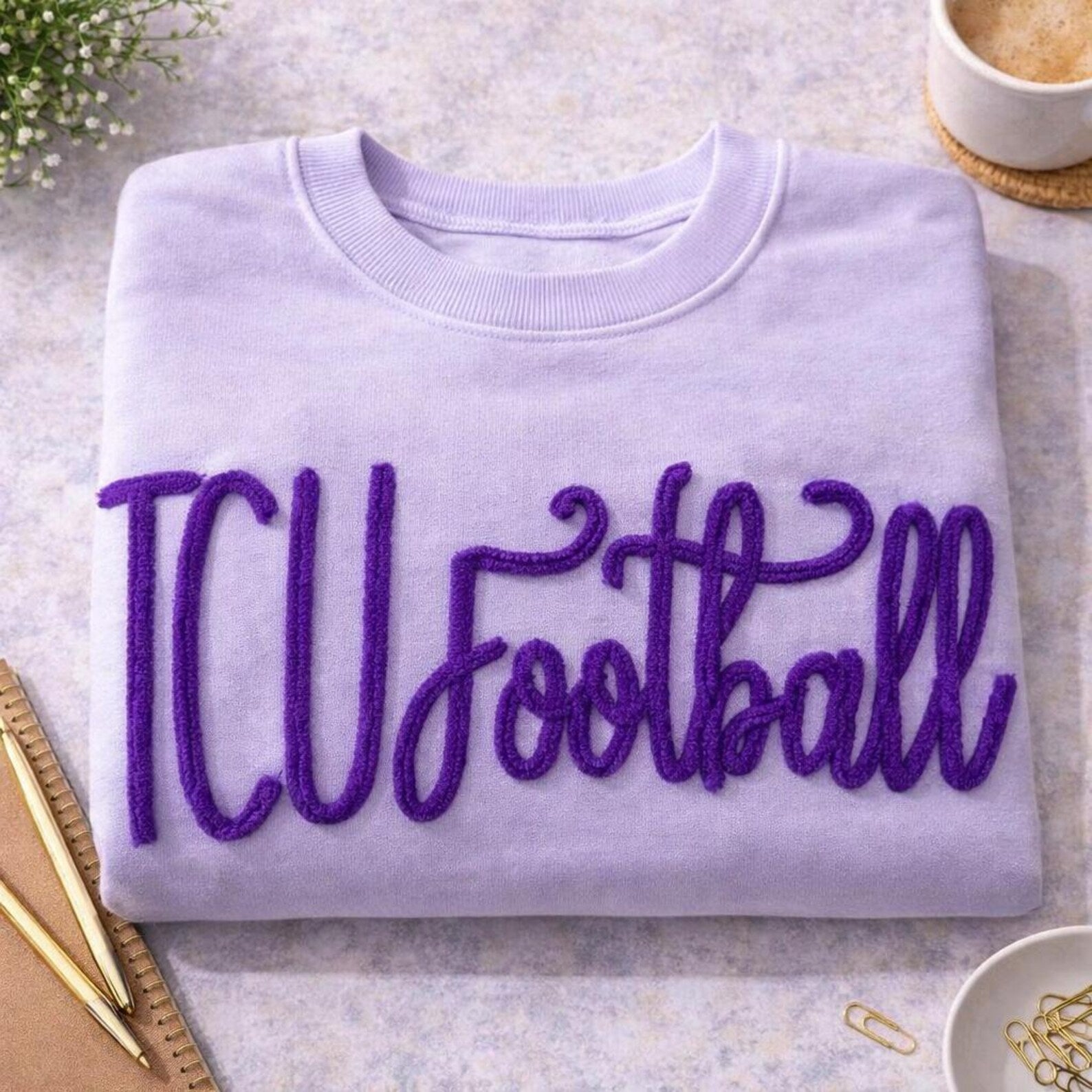 Custom College Shirt, Chenille Script Embroidered Sweatshirt, Varsity Crewneck Pullover, Game Day Outfit, Football School Merch Gift
