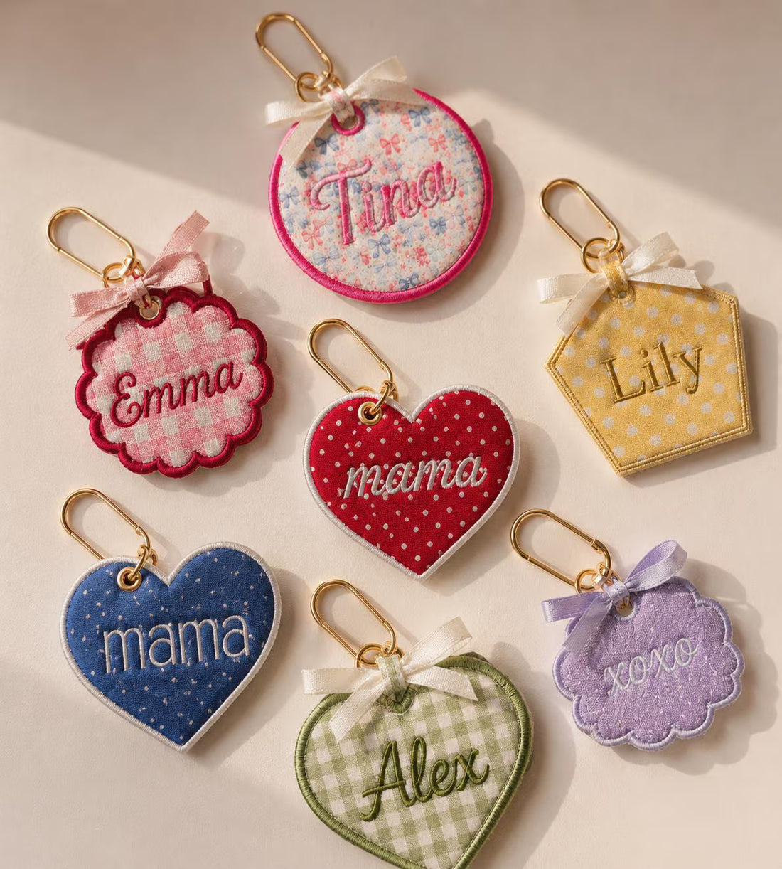Custom Sorority Greek Letter Charm, Preppy Gingham Bag Tag, Coquette Big Little Gift, Bid Day Greek Life College Keychain