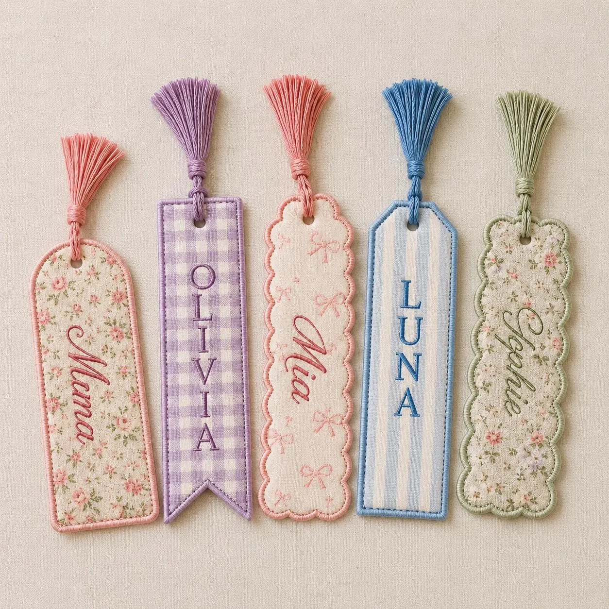 Personalized Embroidered Bookmark, Custom Fabric Bookmark With Tassel, Book Lover Gift, Teacher Gift, Floral Reading Gift