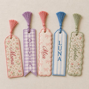 Personalized Embroidered Bookmark, Custom Fabric Bookmark With Tassel, Book Lover Gift, Teacher Gift, Floral Reading Gift