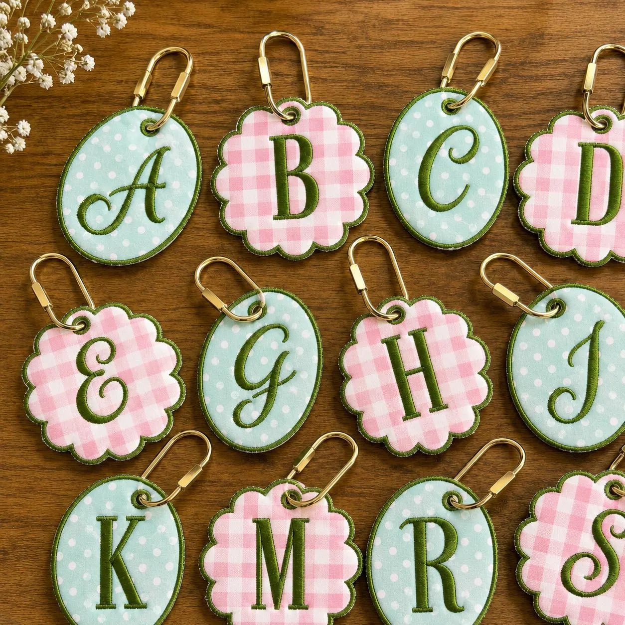 Personalized Embroidered Bag Charm, Custom Name Backpack Tag, Floral Applique Backpack Tag, Kids School Bag Gift