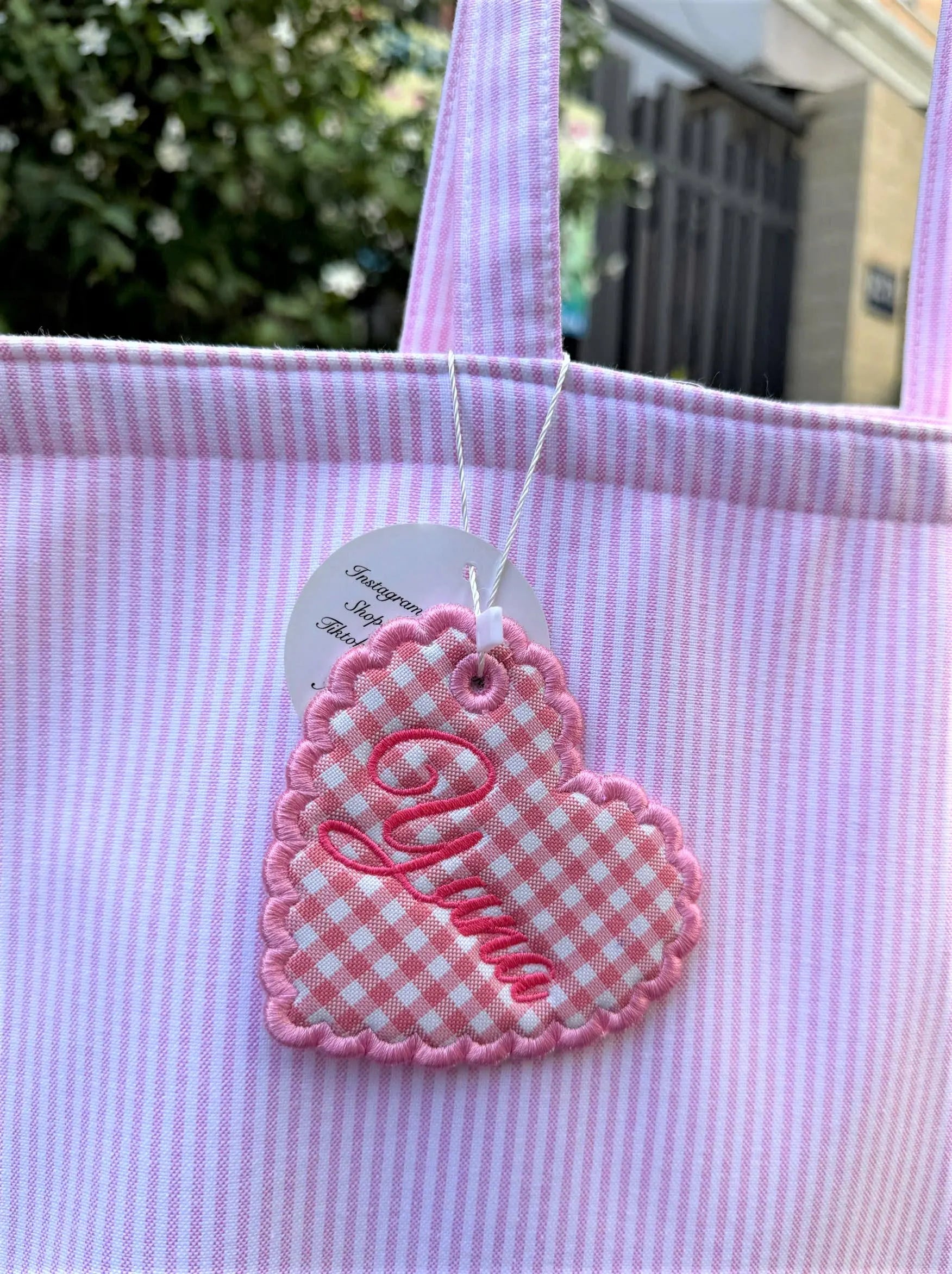Personalized Embroidered Bag Charm, Custom Name Backpack Tag, Floral Applique Backpack Tag, Kids School Bag Gift
