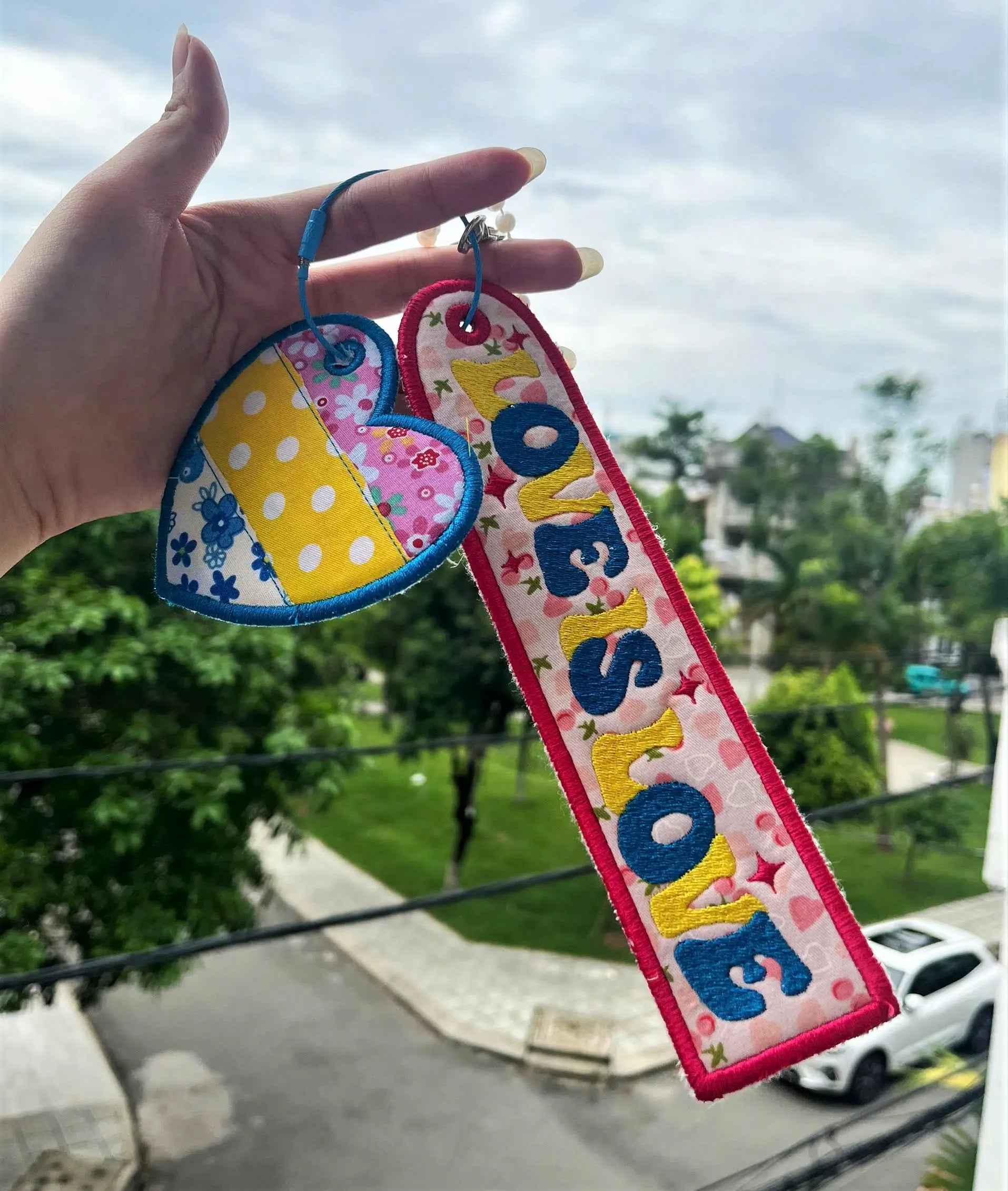 Custom Embroidered Name Tag, Personalized Bag Charm, Fabric Backpack Keychain, Cute Shape Name Patch, School Bag Gift