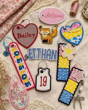 Custom Embroidered Name Tag, Personalized Bag Charm, Fabric Backpack Keychain, Cute Shape Name Patch, School Bag Gift