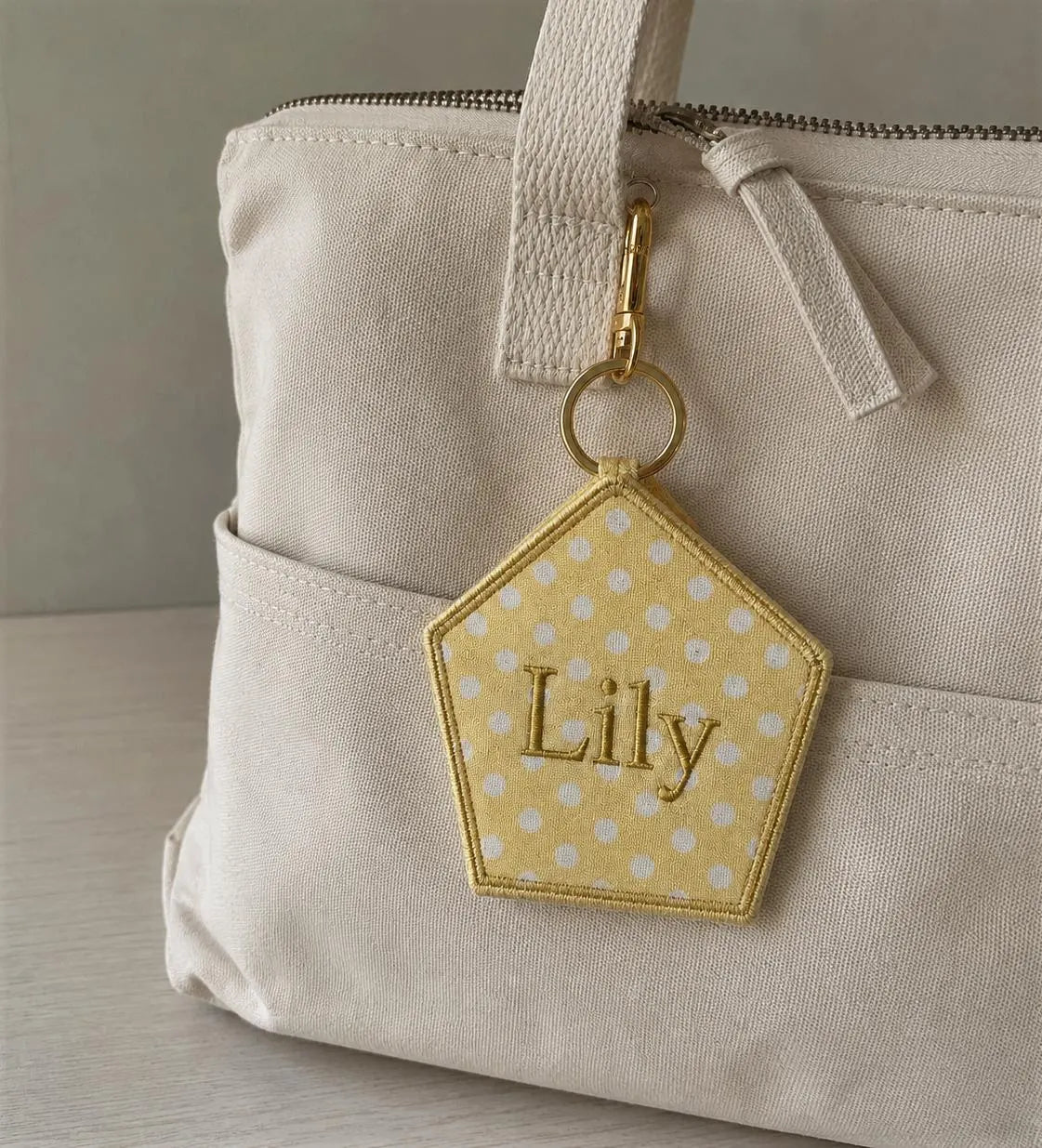 Personalized Embroidered Bag Charm, Custom Name Tote Bag Charm, School Bag Charm Gift, Floral Applique Bag Accessory