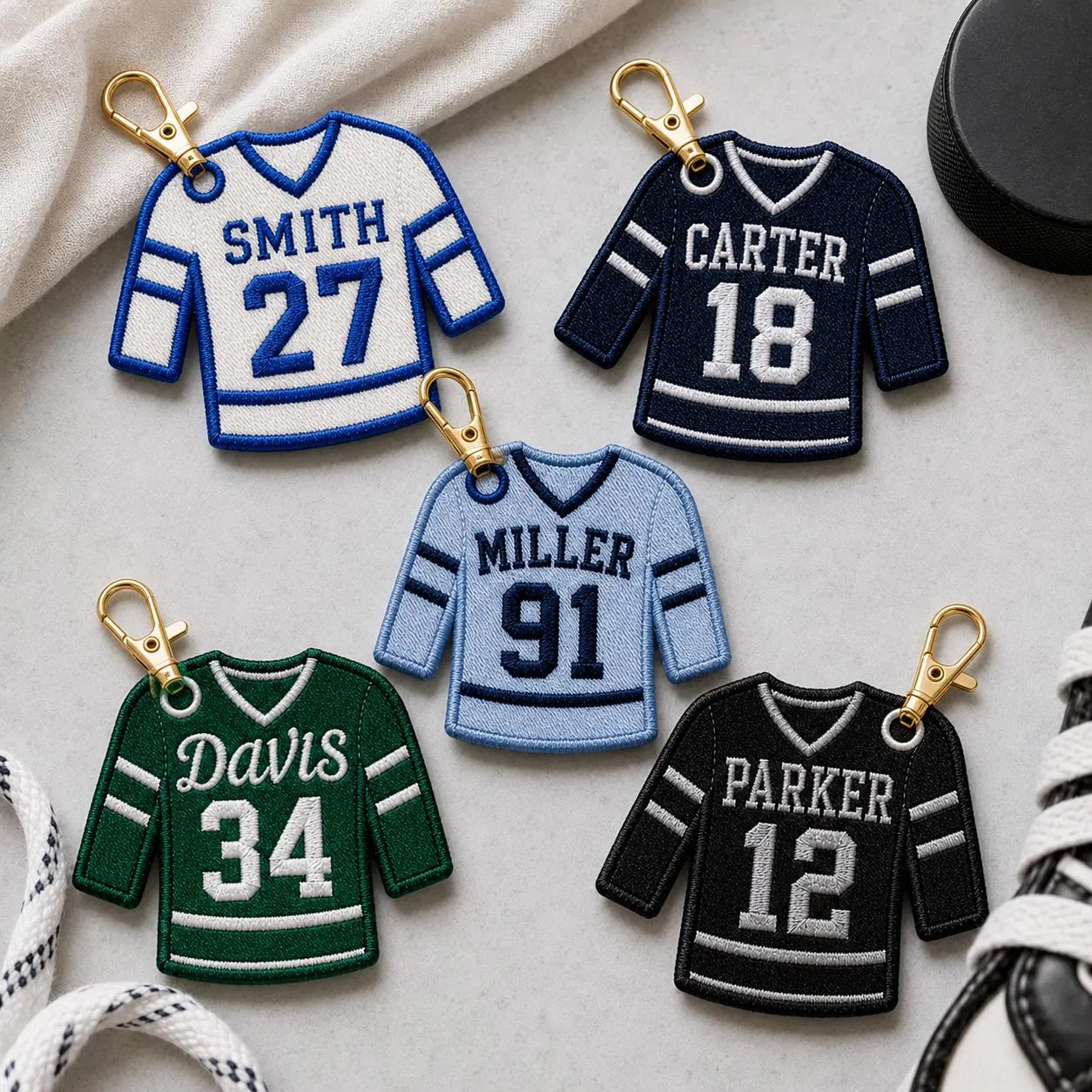 Custom Sports Jersey Bag Tag, Personalized Embroidered Name Keychain, Player Number Backpack Charm, Team Gift