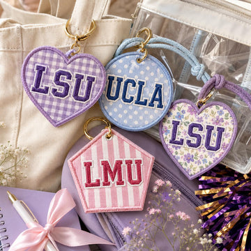 Custom Embroidered Bag Charm, Personalized Backpack Charm, Clear Stadium Bag Tag, Sorority Style Tote Charm, Big Little Gift