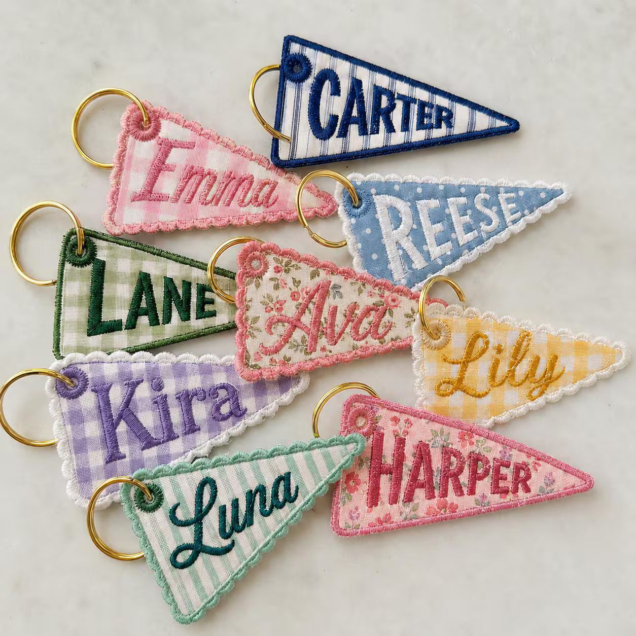 Personalized College Style Bag Charm, Personalized Fabric Bag Accessory, Custom Name Initials Gift for Backpacks, Totes & Keychains