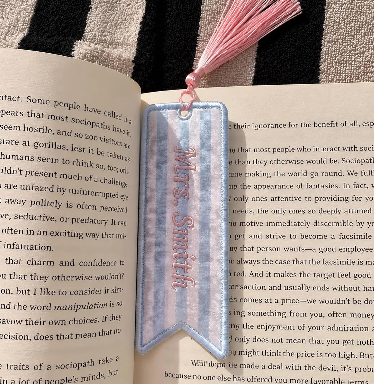 Personalized Embroidered Bookmark, Custom Fabric Bookmark With Tassel, Book Lover Gift, Teacher Gift, Floral Reading Gift