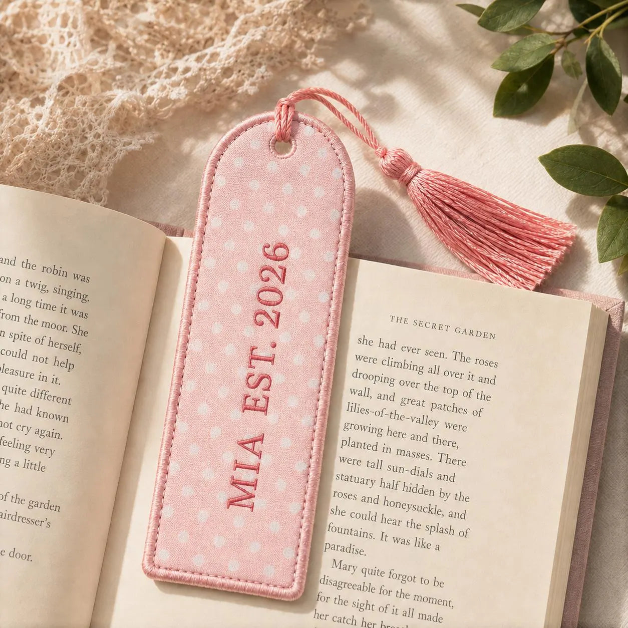 Personalized Embroidered Bookmark, Custom Fabric Bookmark With Tassel, Book Lover Gift, Teacher Gift, Floral Reading Gift