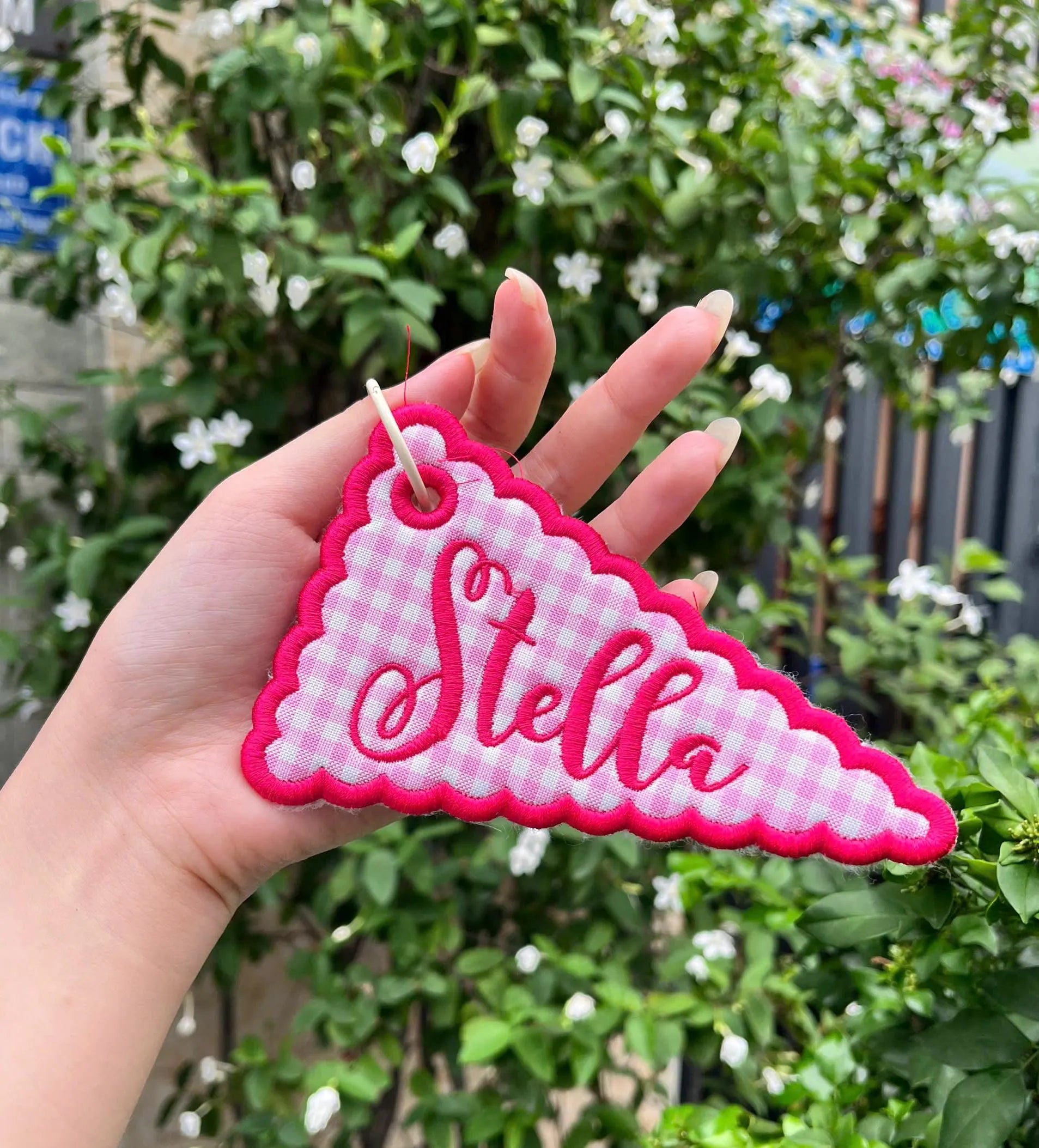 Custom Flag Bag Charm, Personalized Pennant Backpack Charm, Embroidered Name Tag, Preppy Tote Keychain, Big Little Gift