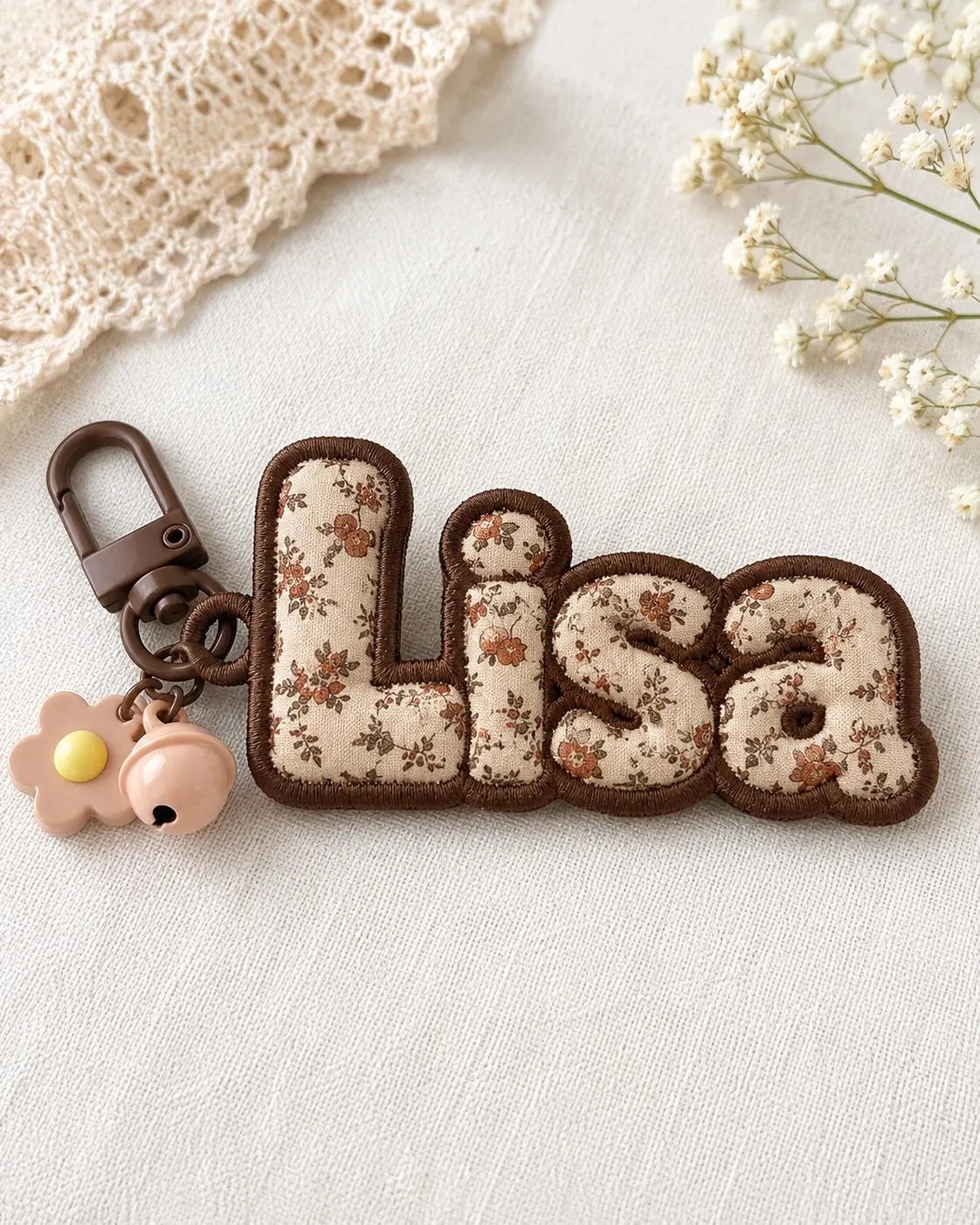 Custom Name Bag Charm, Embroidered Fabric Keychain, Personalized Applique Backpack Tag, Cute Lunchbox Tote Accessory Gift
